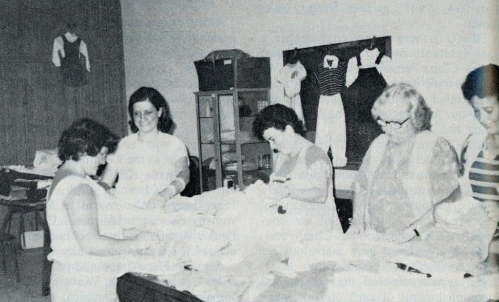 Members of the São Paulo Women’s Club sorting donated clothes, 1986